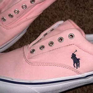 Polo by Ralph Lauren Men’s Light Pink Canvas Shoes elastic tongue (not lace up)
